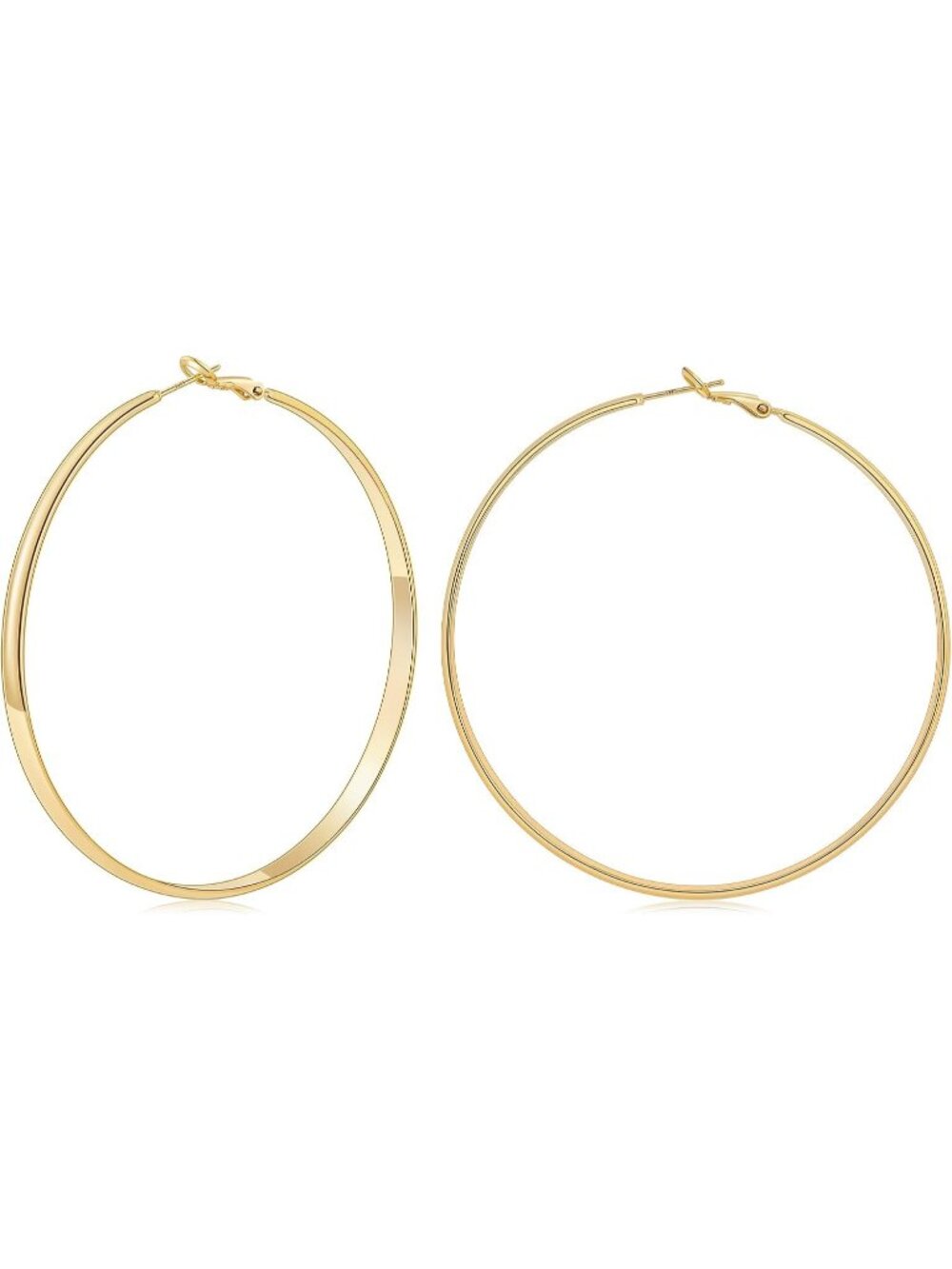 Women's 14K Gold Plated 70mm Wide 925 Post Thick Round Hoop Earrings